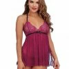Romance Boutique Secrets Dreamy Lace Babydoll With Lace Panty Set Lingerie