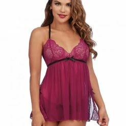 Romance Boutique Secrets Dreamy Lace Babydoll With Lace Panty Set Lingerie