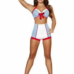 Romance Boutique Secrets Costumes Sexy High Waisted Short Sailor Girl Navy Costume