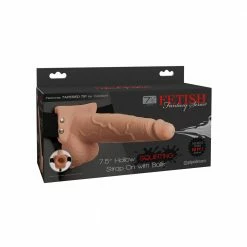 Romance Boutique Secrets Fetish Fantasy 7.5" Hollow Squirting Strap-On With Balls Flesh Bedroom Toys