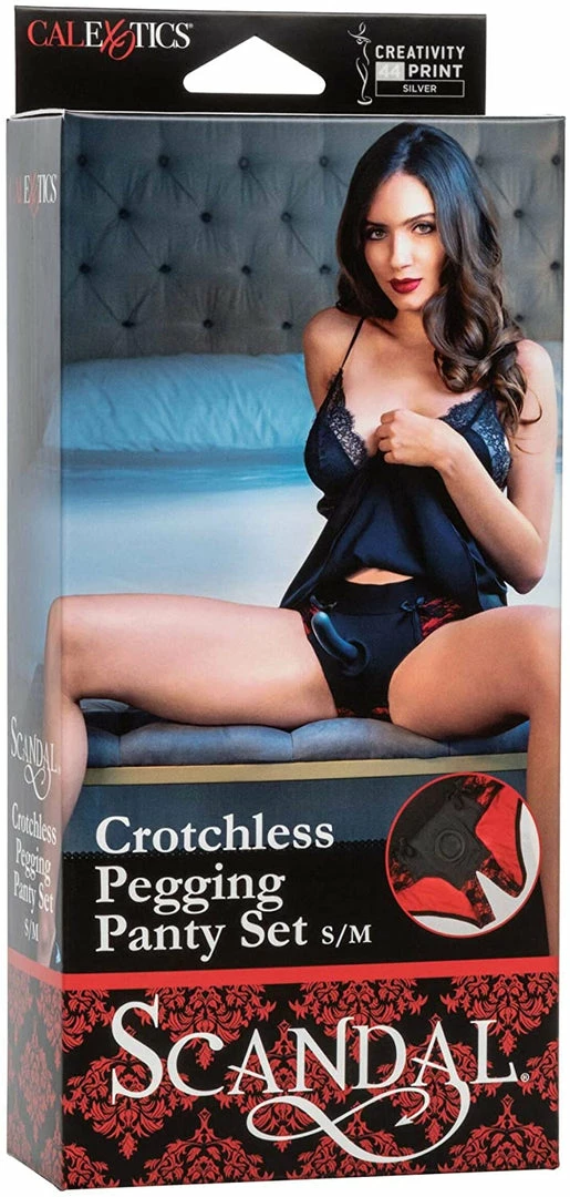 Romance Boutique Secrets SCANDAL Crotchless Pegging Panty Set Kink Collection