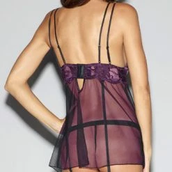 Romance Boutique Secrets EMBROIDERED PLUM BABYDOLL SET