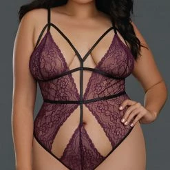 Romance Boutique Secrets Lingerie PLUS SIZE STEER CLEAR SWEETHEART TEDDY