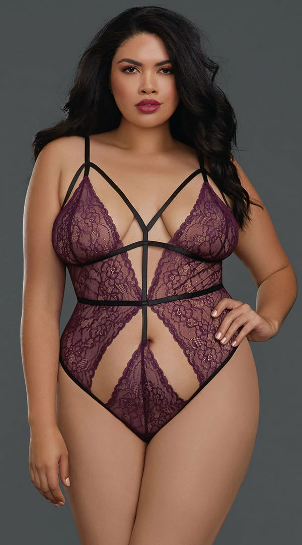 Romance Boutique Secrets Lingerie PLUS SIZE STEER CLEAR SWEETHEART TEDDY