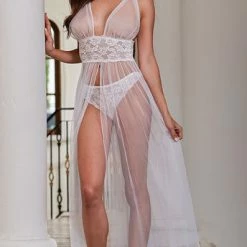 Romance Boutique Secrets BLESS THIS MESH LINGERIE GOWN SET