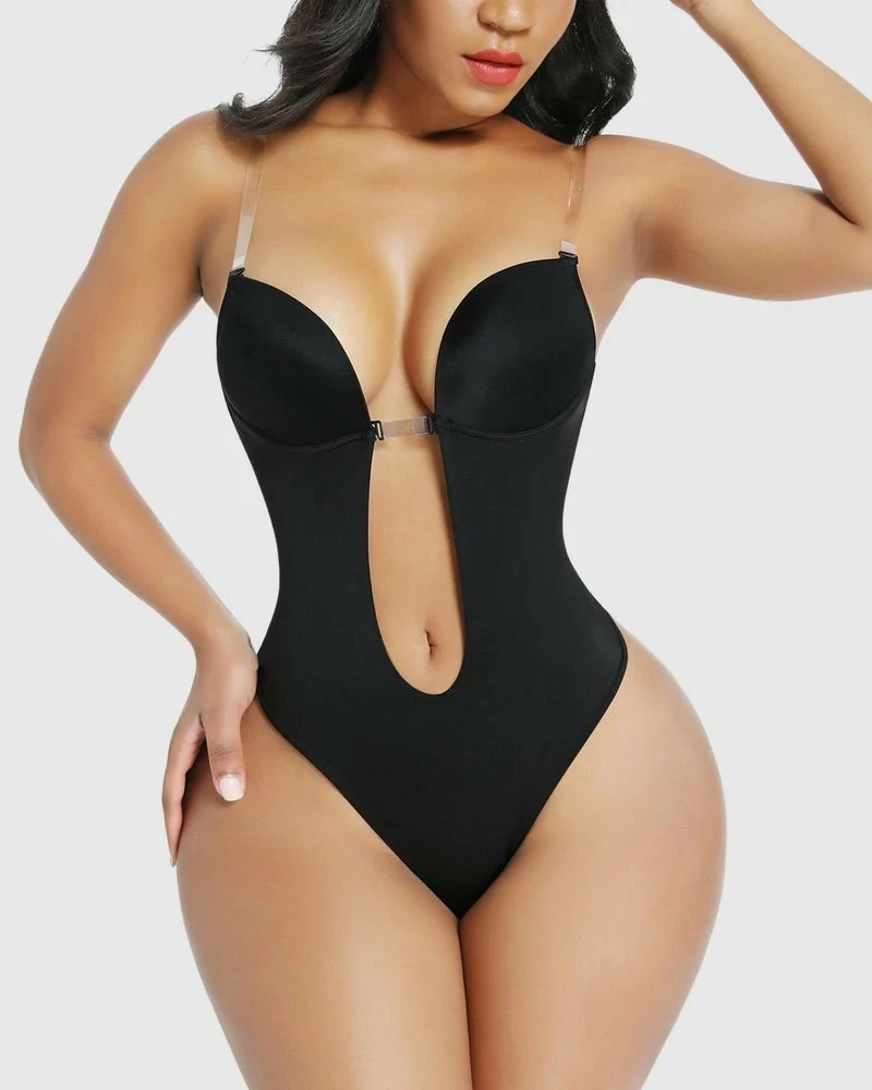 Romance Boutique Secrets Plunge Bra Thong Body Suit Body Shapers