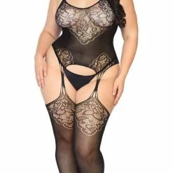 Romance Boutique Secrets PLUS SIZE SEAMLESS LACE BODYSTOCKING
