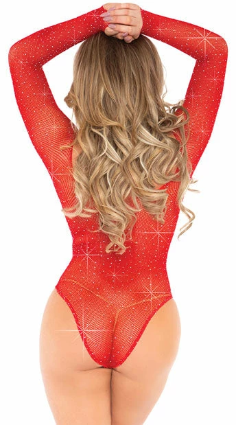 Romance Boutique Secrets CRYSTAL LONG SLEEVE FISHNET BODYSUIT Lingerie
