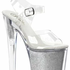 Romance Boutique Secrets 8 INCH STILETTO ANKLE STRAP GLITTER-FILLED PF SANDAL Shoes