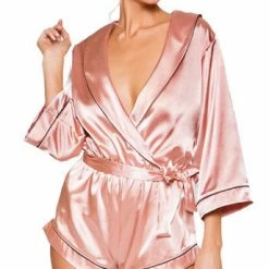 Romance Boutique Secrets COLLARED PINK SWEET DREAMS SATIN ROMPER Lingerie