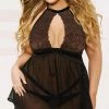 Romance Boutique Secrets Lingerie PLUS SIZE SHEER FANTASY BABYDOLL SET