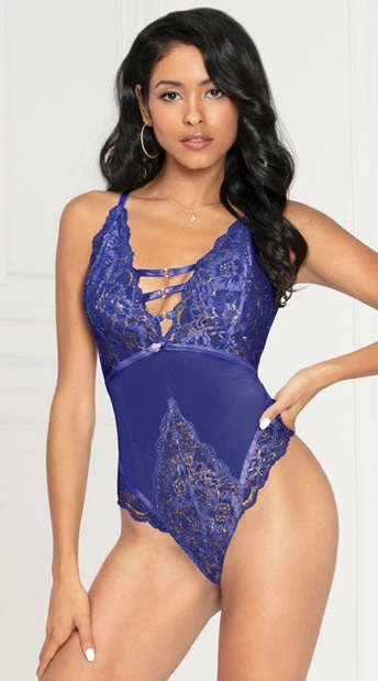 Romance Boutique Secrets Lingerie LACEY LUREX MESH TEDDY