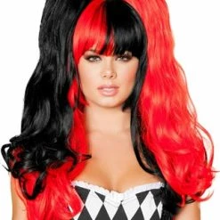Romance Boutique Secrets Costumes BLACK AND RED PIGTAIL WIG