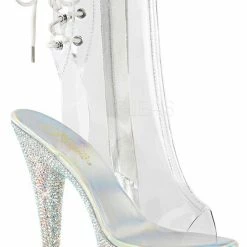 Romance Boutique Secrets 6" OPEN TOE RHINESTONE ANKLE BOOT