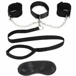 Romance Boutique Secrets Kink Collection LUXFETISH Collar Cuffs & Leash Set