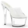 Romance Boutique Secrets 7" VEGAN LEATHER CLEAR SLIDES Shoes