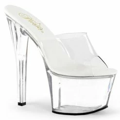 Romance Boutique Secrets 7" VEGAN LEATHER CLEAR SLIDES Shoes