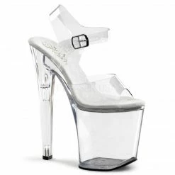 Romance Boutique Secrets 8 INCH HEEL, 4 INCH CLEAR PLATFORM ANKLE STRAP SANDAL Shoes